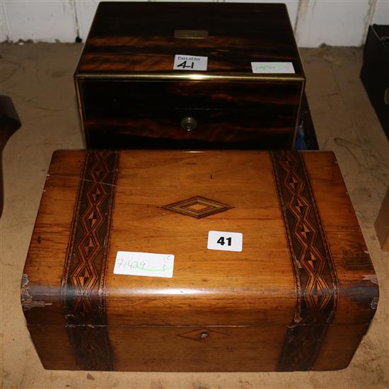 Victorian coromandel box and an inlaid box